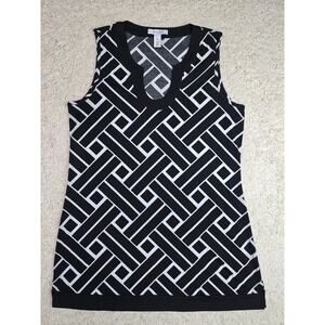White House Black Market WHBM Black White Geometric Sleeveless Dress Size XL